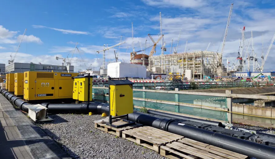 Selwood pumps on hire from the Bristol depot at Hinkley Point
